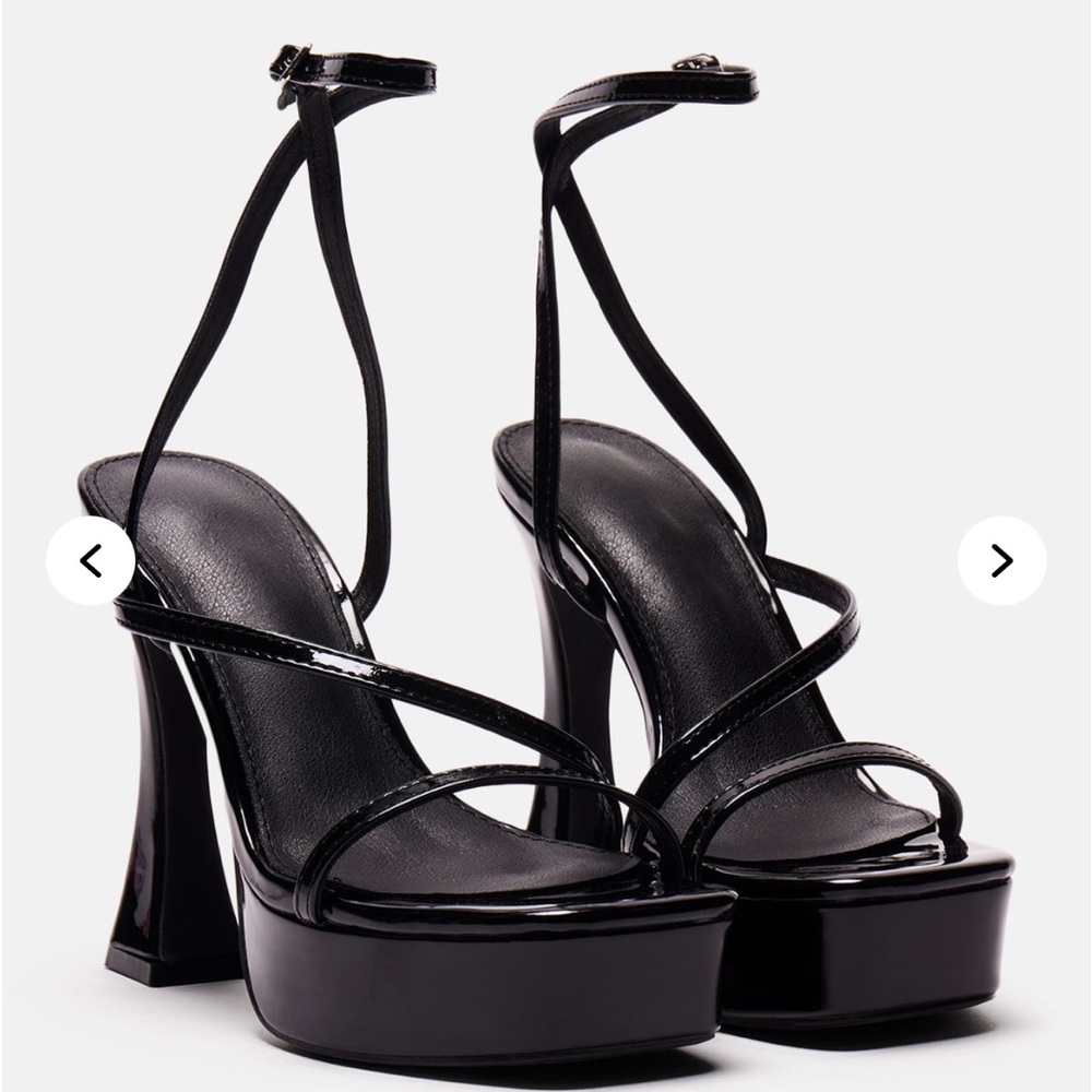 Fashion Nova Glossy Black Platform Heels
